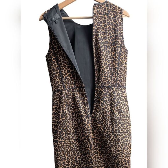 Jcrew Sheath dress in leopard bi-stretch cotton Sleeveless Midi Dress Size 6 - Picture 15 of 16